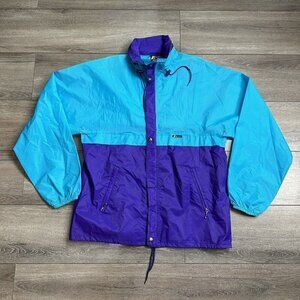 Vintage K-Way Rain Windbreaker Size M /8  Color Block Retro Packable Jacket 90s